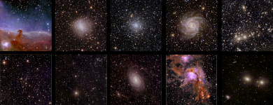 A mosaic of ten fields from Euclid's Early Release Observations, covering objects from Galactic nebulae to clusters of galaxies